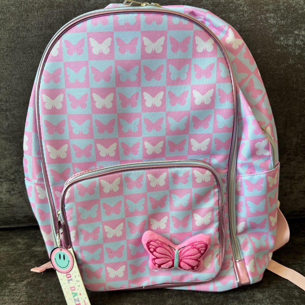 Danbar Pink/Blue Butterfly Backpack